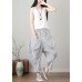 Natural Striped drop-crotch Cotton Linen  Pants Summer