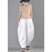 Vintage White Loose Cotton Linen Radish trousers Summer Pants