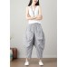 Natural Striped drop-crotch Cotton Linen  Pants Summer