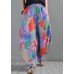 2021 Summer Literature And Art Loose Ramie Print Baggy Pants