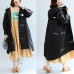 2021 fall black alphabet print cotton blouse oversize long sleeve hooded coat