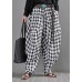 Elegant Black White Plaid Cotton Linen Harem Pants Summer