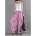 French Pink Purple Cotton Linen Casual Harem Pants Summer