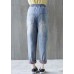 Beautiful Blue patchwork Pockets Cotton Pants Summer